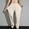 Herenbroeken Zomer Casual Heren Ademend Lichtgewicht Ice Cool Koreaanse mode Taillebroek met trekkoord Rechte losse broek