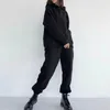 Pantalon deux pièces pour femmes survêtement surdimensionné femmes costume polaire sweats à capuche ensemble de sport décontracté sweats pull Jogging pantalons de survêtement coréen