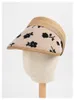 Wide Brim Hats 2023 Summer Printing Female Korean Version Fashion Sun Hat Travel Vacation Visor Paper Straw Emptyg Top