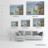 Canvas Art Met de hand gemaakt olieverfschilderij Claude Monet The Rock Needle en The Porte D Aval Garden Landscape Artwork voor Restaurant Decor