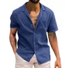 Camicie casual da uomo Camicia a maniche corte Abbigliamento da strada Bottone con risvolto Tinta unita Misto cotone Viola Per uomo Camicetta da vacanza vintage