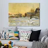 Snow Effect The Street in Argentuil Claude Monet Painting Handmade Oil Reproduction Landscape Canvas Art High Quality