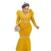 Sukienki swobodne kobiety maxi sukienka Patchwork długie rękawy przezroczyste koraliki z paskiem pasa afrykańskie eleganckie suknie