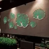 Adesivos de parede chinês ferro forjado verde folha de lótus decoração pingente restaurante pendurado artesanato casa sala de estar adesivo mural