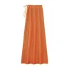 Skirts Ladies 2023 Summer Casual Knitted Hollow Out Straight Orange Long Womens High Waist Lace Up Elastic White Skirt Femme