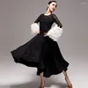 Stage Wear Puff Sleeve Ballroom Dance Competition Dress 3 Colors Adult Female Tango Performance Costume Prom Waltz Dresses DL9997