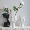 Objets décoratifs Figurines Style Nordique Fleur Vase Femmes Corps Demi Visage Pot En Céramique Art Artisanat Chambre Salon Bureau Décoration 230715