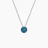 Ketten S925 Sterling Silber Schmuck Floating Solitaire London Blue Topas Anhänger Halskette