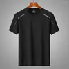 T-shirts pour hommes T-shirt à séchage rapide Chemise décontractée pour hommes T-shirt en soie glacée Col rond Manches courtes Homme Haut de sport Respirant Léger