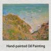 Canvas Art Claude Monet Painting View from The Cliff at Pourville Bright Weather Handmade Artwork Vibrant Decor for Wine Cellar