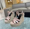 2023 Classic sandals latest fashion hot summer shoes thick water table Wedge heel women shoes wedge Patent Leather women Casual sandal factory shoe 35-42