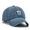 Bonés Denim Denim Sólido Jeans YORK City 1985 Bandeira Americana Chapéu De Beisebol Boné Cowboy Dad Hat Curvo Bola Boné EUA Envelhecido Vintage 230715