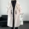 Männer Graben Mäntel Koreanische Mode Männer Windjacke Lange Mantel Mit Kapuze Jacke Harajuku Mantel Männlichen Casual Outwear Hip Hop Streetwear