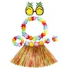 Dekorative Blumen Hawaiian Gras Rock mit Blumenkranz 30 cm kurze Ananas Gläser für Sommer Strand Geburtstag Dekorationen Lieferungen