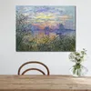 Handgjorda Claude Monet Oil Målning Solnedgång på Siene Modern Canvas Art Modern Landscape Living Room Decor