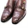 Luxe hommes mocassins chaussures sans lacet Double moine sangle noir marron hommes robe en cuir chaussures bureau affaires mariage hommes chaussures décontractées 1AA16