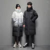 Women's Trench Coats Winter Couple Down Jacket Men Women Medium Long Over Knee Hooded Gradient Warm Comfort Casual Parka