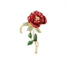 Brooches Utei Jewelry Corsage Selling Red Color Enamel Flower Brooch Pin For Women Luxury Wedding Bouquet