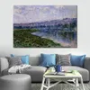 Handgemaakte kunstwerken op canvas De Seine en de heuvels van Chaantemesle Claude Monet Schilderij Platteland Landschappen Office Studio Decor