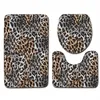 Fashion Leopard Pattern 3pcs Bath Mats Bathroom Toilet Rug Carpet Flannel Non-slip Bathroom Decor Faux Animal Fur Bath Mat Sets 21246i