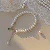 Braccialetto di perline di perle naturali vintage di lusso Strand per le donne Braccialetti coreani di moda Accessori per gioielli con ciondolo in cristallo verde
