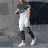 Mens Tracksuits Trousers Tracksuit 2 Piece Set Fashion Colour Print Summer Short Sleeve T ShirtLong Pants Street Unisex Clothes 230715