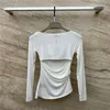 23SS Cotton Women Designer Felpe Pullover Tops Abbigliamento con scava fuori Ragazze Skinny Milano Runway High End Luxury Brand Sexy Designer Tee Shirts Camicetta T-Shirt