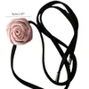 Chaînes tissu fleur tour de cou avec PU chaîne tissu accessoires pour femmes adolescentes 57BD