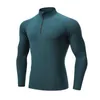 Camisas casuais masculinas justas fitness esportes corrida treinamento camiseta manga longa botão curto