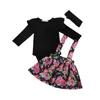 Ensembles de vêtements Pudcoco Enfants Bébés Filles Vêtements Coton À Manches Longues O-cou T-shirt Tutu Fleur Jupe Bandeau 0-24 Mois Helen115