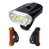 USB Rechargeable Bike Light Set Super Bright Front Headlight and Back LED Rear Bicycle Light Cycling Safety Flashlight