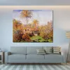 Quadro su Tela Impressionista Piccola Fattoria di Campagna a Bordighera Claude Monet Paesaggio Dipinto Fatto a Mano Romantico Home Decor