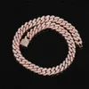 12mm Flip Buckle Single Row Zircon Cuban Chain Hip Hop Halsband Trendiga personlighet Män halsband