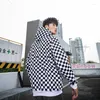 Men's Jackets Thickened Black And White Plaid Hooded Sweatshirt For Trendy Men Women Coat