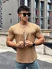 Heren T-shirts 2023 Mens Muscle Mesh Shirt Bodybuilding Fitness Heren Tops Singlets T-shirt met korte mouwen