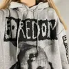 Damen Hoodies Hip Hop Portrait Druck High Street Idle Style Paar Kapuzenpullover