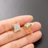 Hip Hop rapper Men Stud Earrings Jewelry Gold Silver foursquare Diamond 1cm square big zircon earrings night club Jewelry accessories 1484