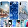 Para Iphone X XS XR Case Silicon Soft TPU Back Phone Cover For Xs Max Coque Etui Bumper Marble Snow Flake Winter Christmas