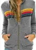 Sweats à capuche pour femmes Sweats Sweats Sweat à sweat à manches à manches longues surdimensionnées Rainbow Stripe à manches longues