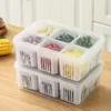 Bouteilles de stockage réfrigérateur boîte 4/6 grille nourriture légumes fruits réfrigérateur organisateur vidange panier oignon gingembre clair bac à légumes