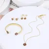 Necklace Earrings Set Colorful Sequin Floral Leaf Bracelet Wholesale For Woman Trend