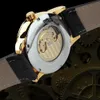 Zwycięzca kurtek klasyczny retro automatyczne zegarki mechaniczne Tourbillon szkielet męski zegarek faza oryginalna skórzana zegar paska
