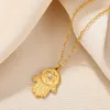 Catene Collana con ciondolo a mano di Hamsa per donna Collare color oro in acciaio inossidabile Vintage Turco Fatima Girocollo Fortuna Gioielli gotici