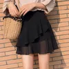 Kjolar kvinnor kjol svart chiffong ruffle mesh kläder tyll för kvinnor harajuku sommar 2023 premium vintage mode casual