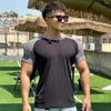 Men's T Shirts Summer Sports Shaping Slim Fit Trend Round Neck Short Sleeve Running Outdoor Leisure Elastic Quick Drying T-shirt