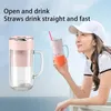 Портативный беспроводной соломенной блендер, USB Travel Juice Cup, мощная перемешивающая соковыжималка, 10 лезвий, USB -перезаряжаемый