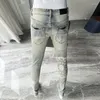 Jeans Masculino Moda de Rua Masculino Alta Qualidade Retrô Lavado Elástico Ajuste Justo Rasgado Estampado Calças de Marca Hip Hop Hombre