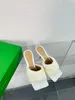 Pantofole diapositive scarpe firmate sandali da donna importati tessuto di pelle di pecora eleganti e squisiti tacchi alti a punta genuini