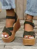 Sandali Criss-Cross Buckle Wedge Womens Summer Peep Toe Shoes Ladies Casual Confortevole Platform Party Sandalo Zapatos Plataforma