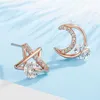 Boucles d'oreilles mode étoiles irrégulières lune cristal Zircon diamants pierres précieuses pour femmes fille couleur or Rose bijoux accessoires